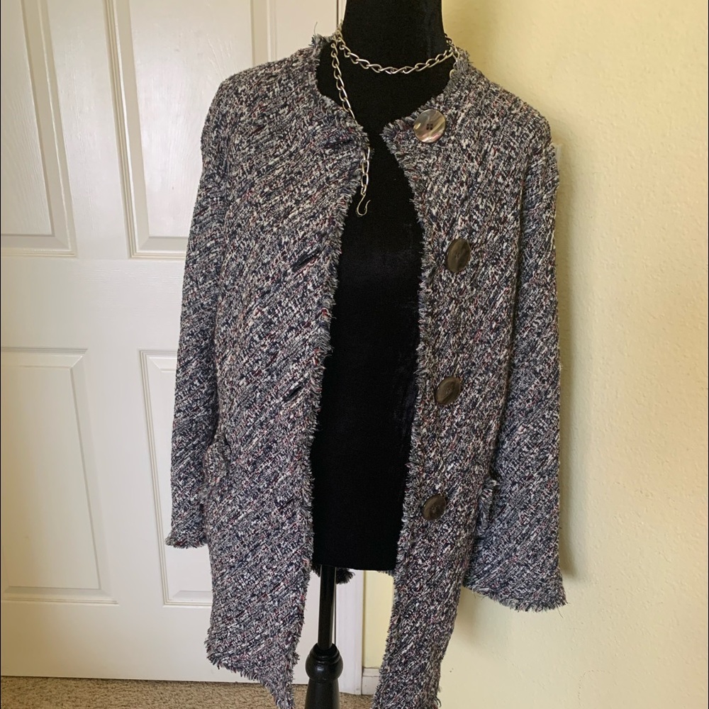 Zara NWT! Tweet fringe coat!